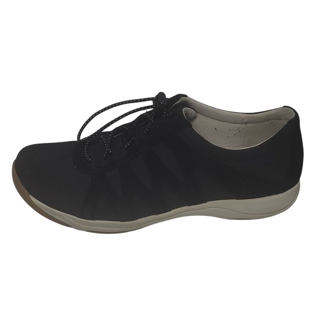 Dansko Black Suede Drawcord Harlie Sneaker Shoe Womens 38